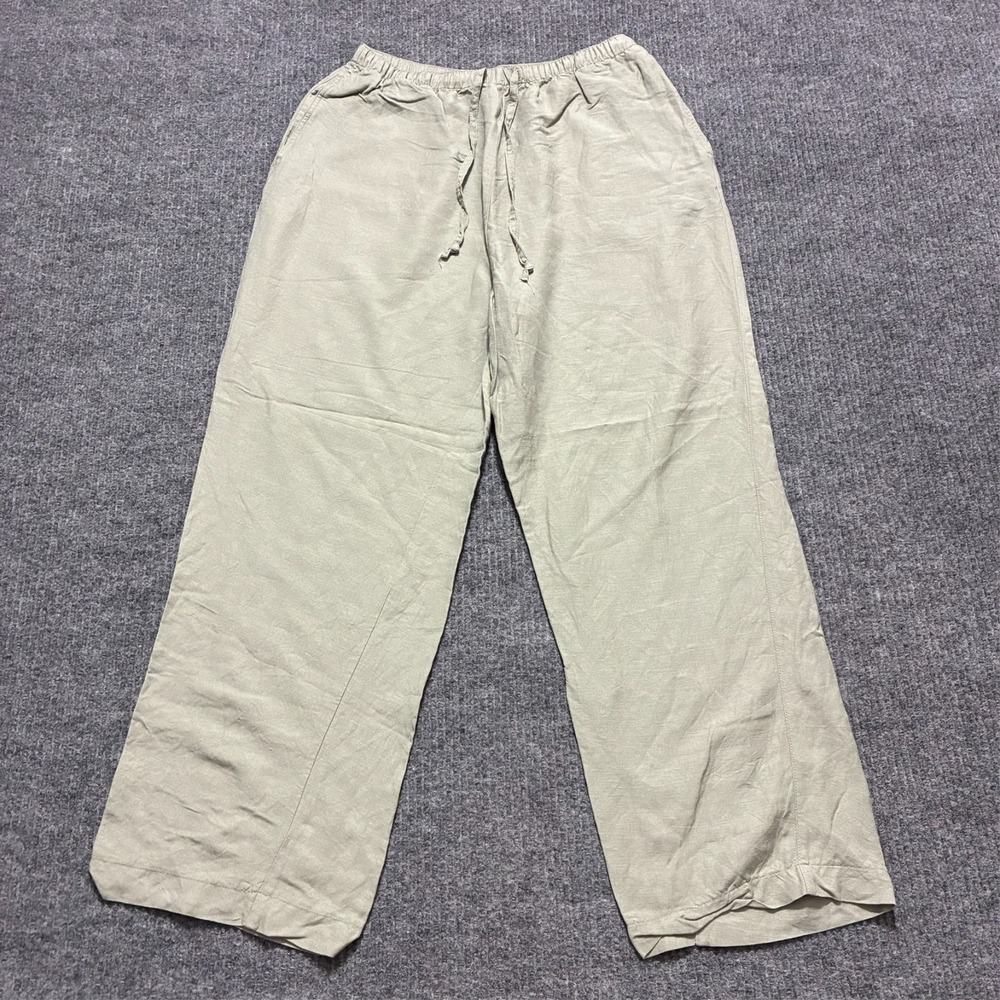 Mountain Lake Womens Wide Leg Pants Size M Medium Green Linen Blend High Rise